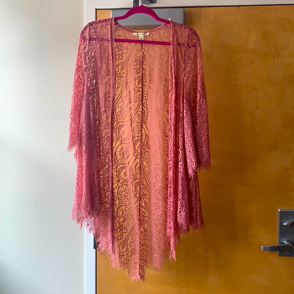 Pink lace duster
